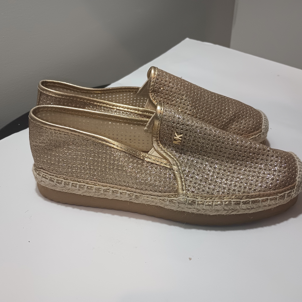 Michael Kors Metallic Gold Espadrille Slip-On Flats - Picture 6 of 9